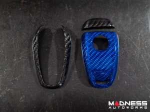 Alfa Romeo Giulia Key Fob Cover  - Carbon Fiber - Blue Candy Main/ Black Accents